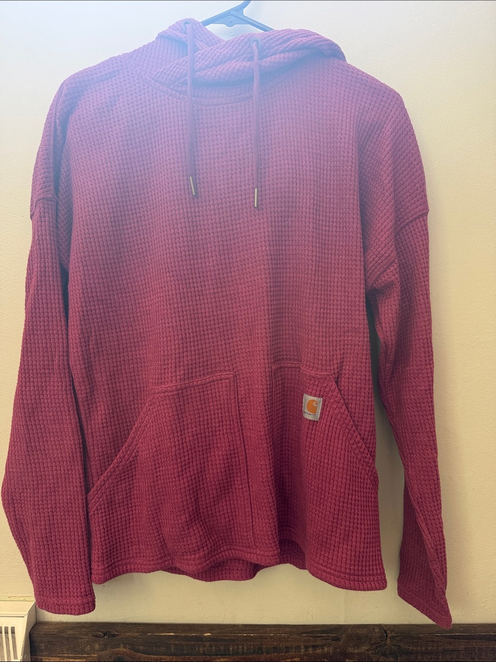 Carhartt Waffle-Knit Hoodie - Burgundy